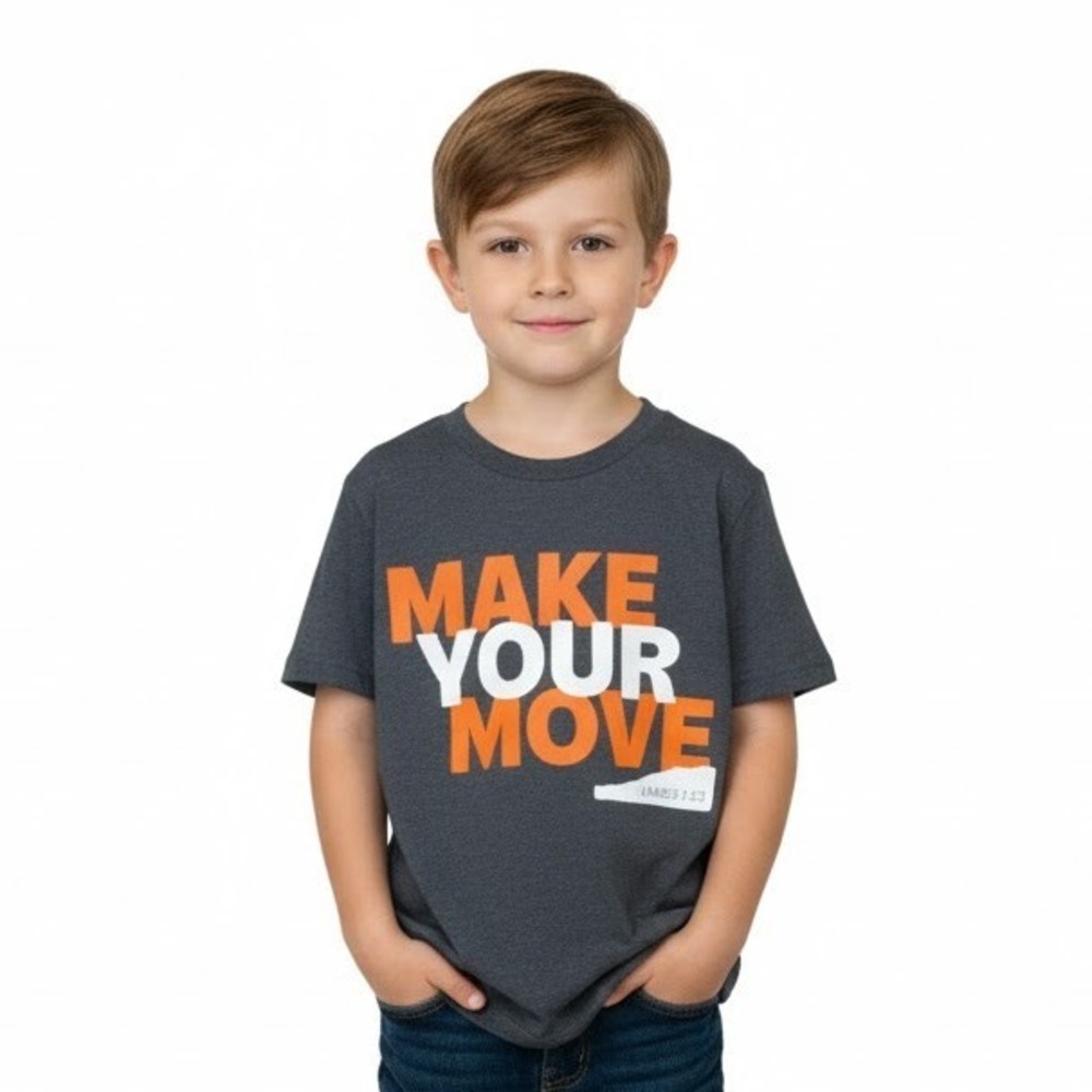 Bella + Canvas Boys M Gray Heathered Graphic T-Shirt Crew Neck‎ Casual Faith